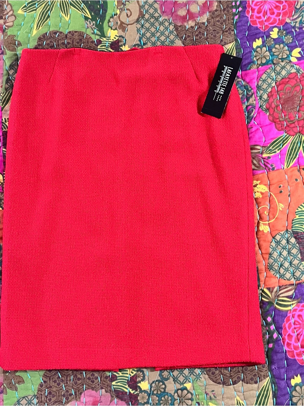 Lafayette 148 Red Textured Pencil Skirt